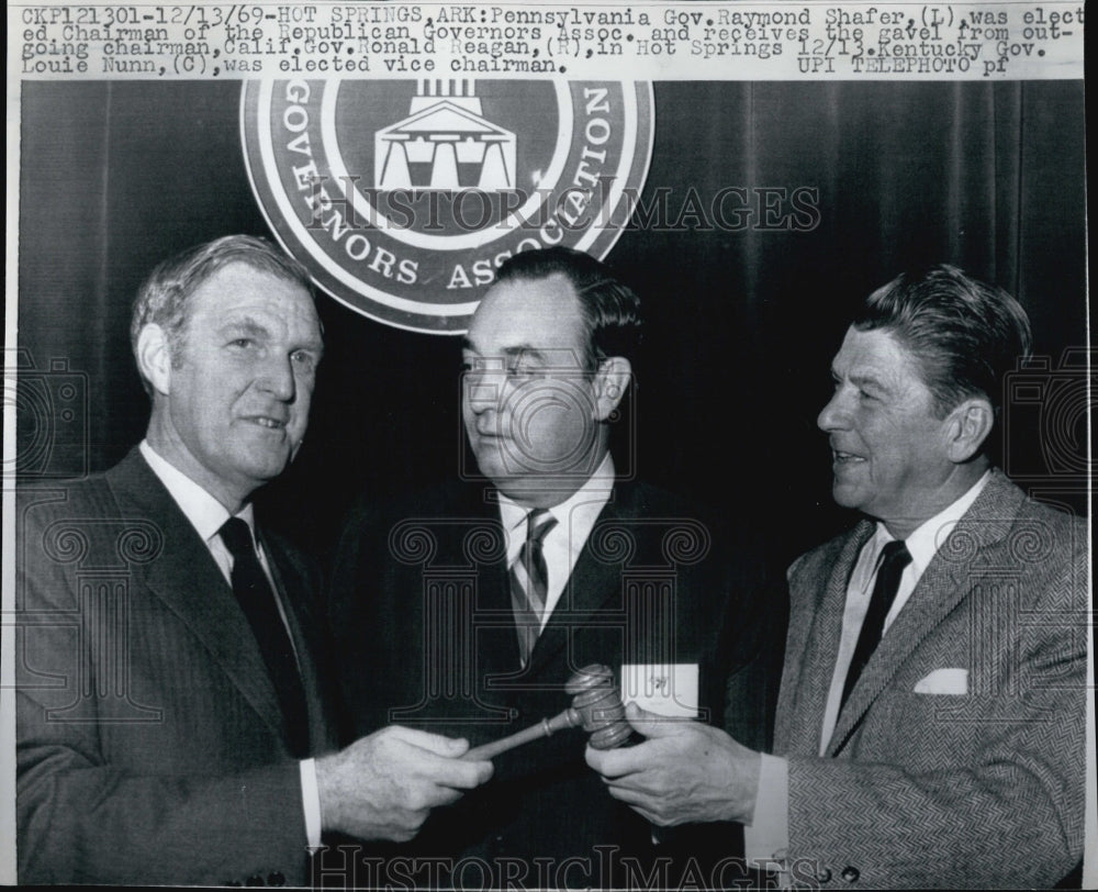 1969 Press Photo Gov Raymond Shafer, Gov Ronald Regan &amp; Gov Louie Nunn - Historic Images