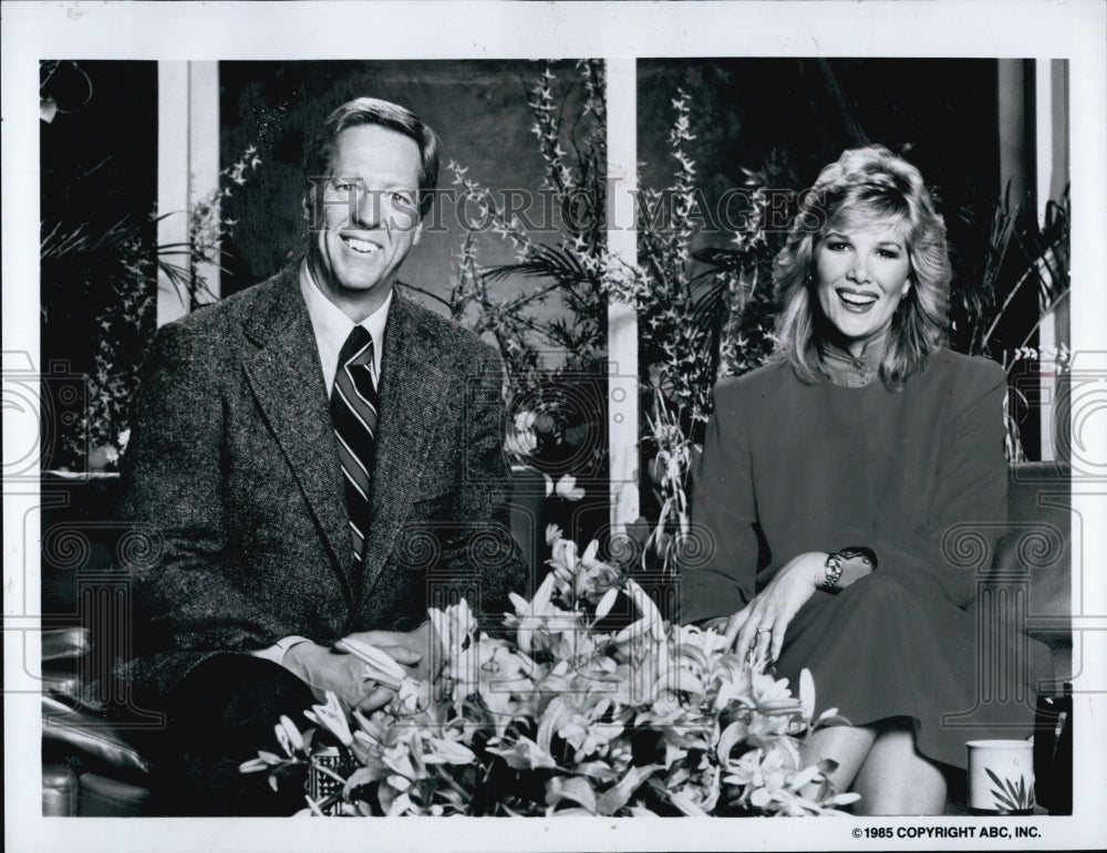 1985 Press Photo Joan Lunden David Hartman GOOD MORNING AMERICA Hosts - Historic Images