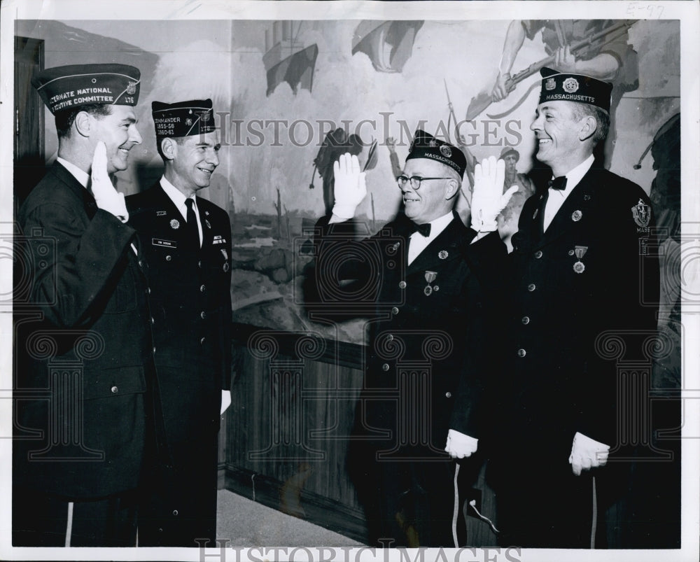 1963 Press Photo Comdr William Hogan Sgt at Arms Vincent Hogan Jr & - Historic Images