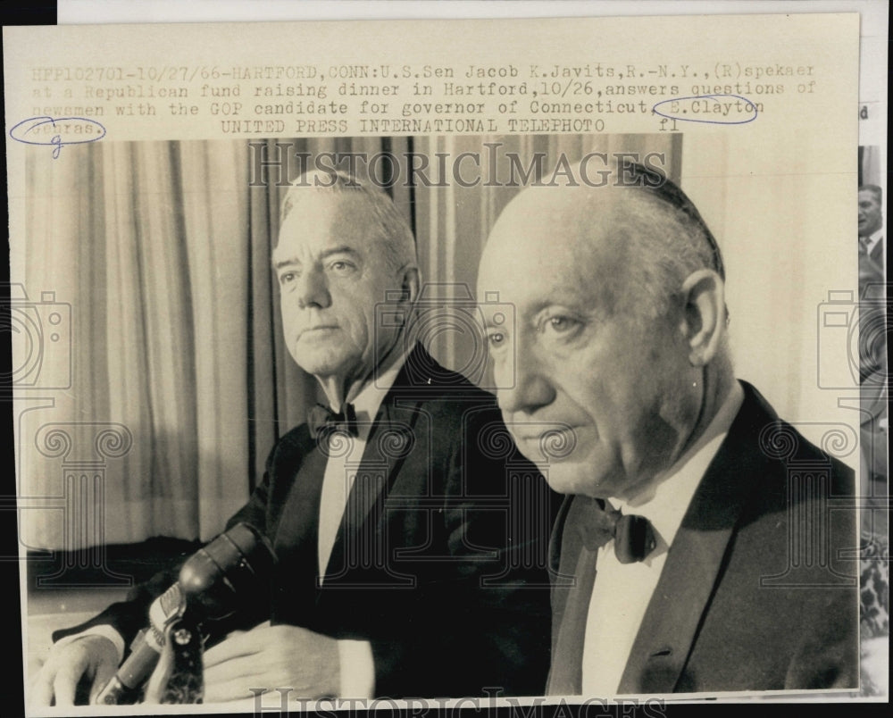 1966 Press Photo Jacob Javits &amp; E Clayton at a Republican Fund Raising Event - Historic Images