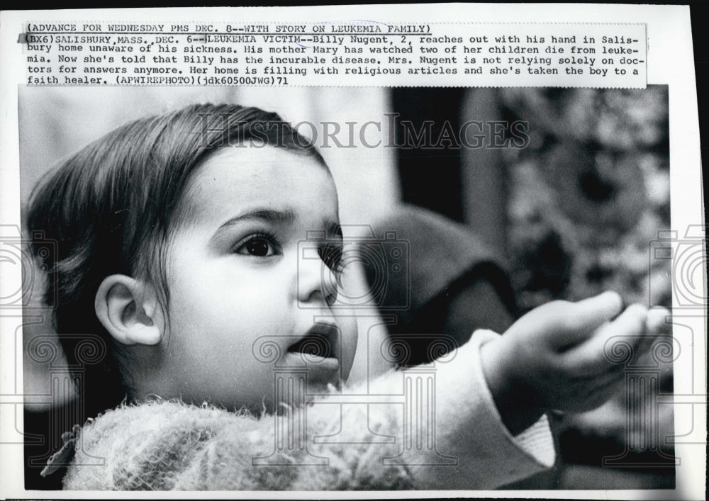 1971 Press Photo Billy Nugent, Victim of Leukemia - Historic Images