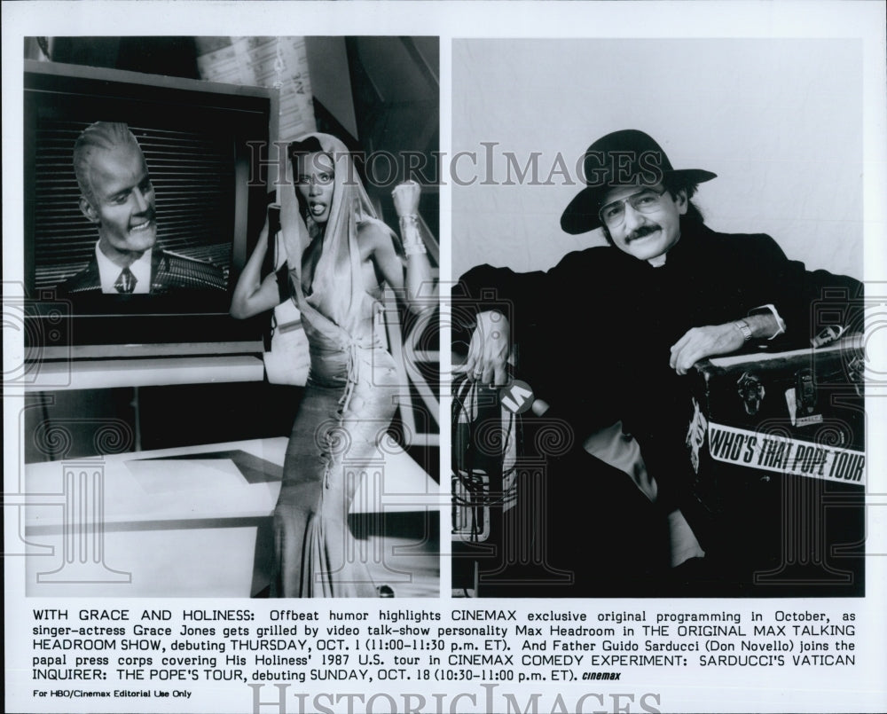 1987 Press Photo Actress Grace Jones & Don Novello - Historic Images