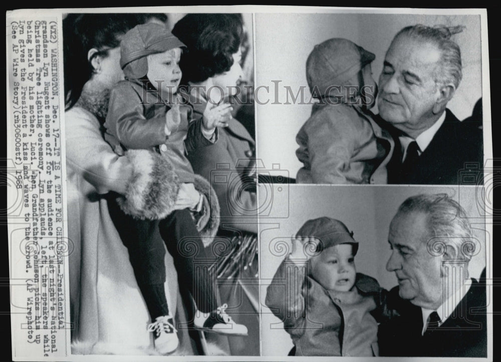 1968 Press Photo Lyn Nugent and grandfather President Johnson - Historic Images