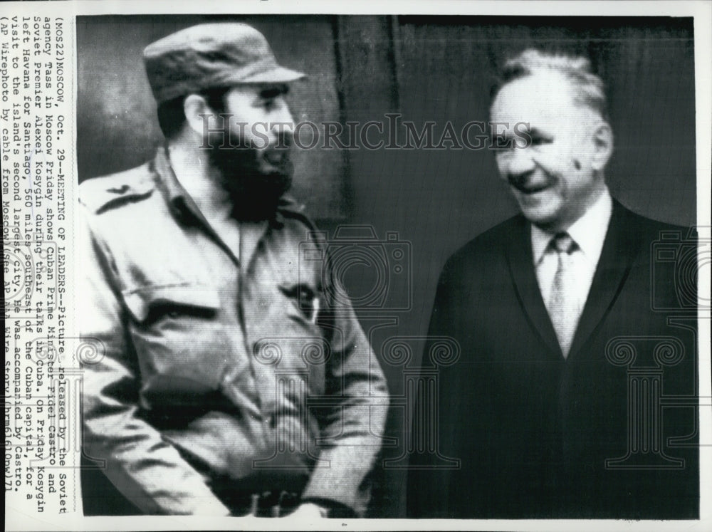 1971 Press Photo Cuba Prime Minister Fidel Castro &amp;Soviet Premier Alexei Kosygin - Historic Images
