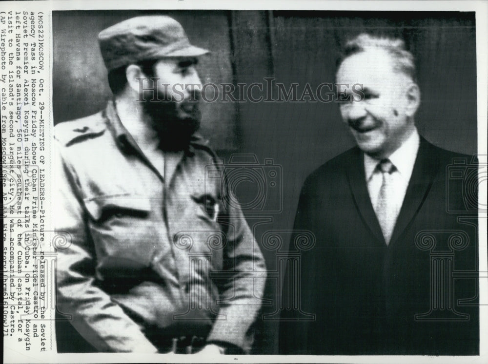 1971 Press Photo Cuba Prime Minister Fidel Castro &Soviet Premier Alexei Kosygin - Historic Images