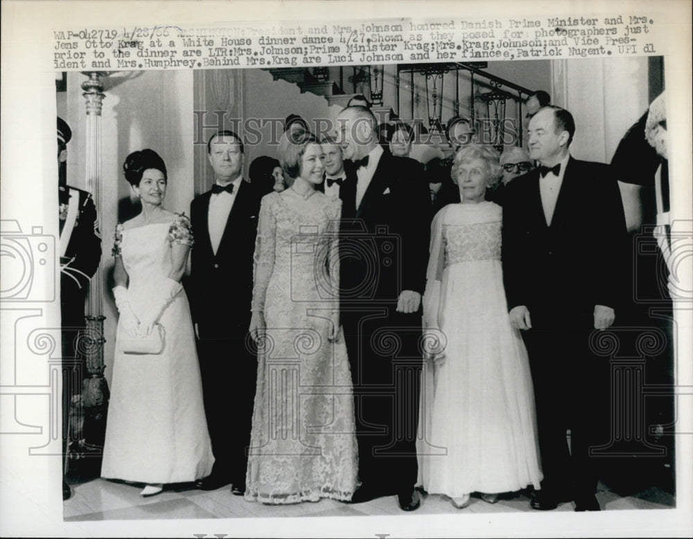 1966 Press Photo Danish Prime Minister Jens Otto Krag and wife at White House - Historic Images