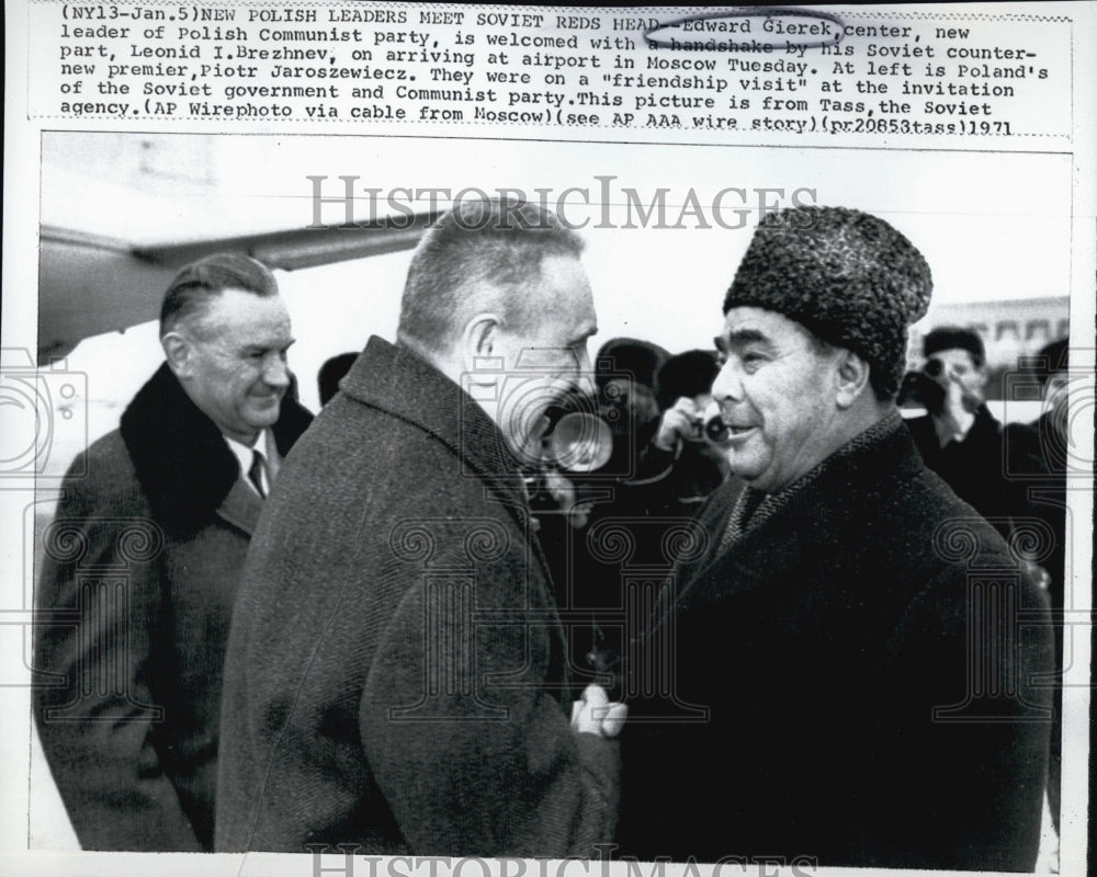 1971 Press Photo Edward Gierek leader Polish Community Party greeted Soviet - Historic Images