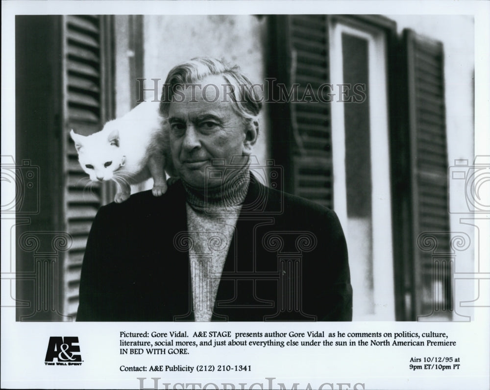 1995 Press Photo Gore Vidal on A &amp; E Stage - Historic Images