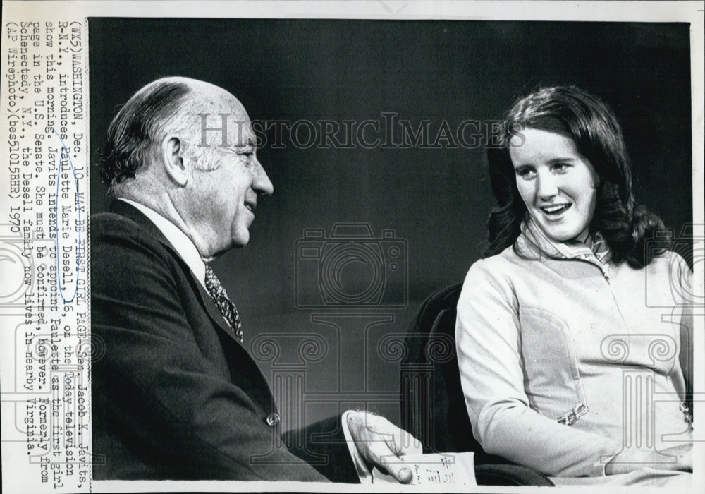 1970 Press Photo Sen Jacob K Jarvis and Paulette Marie Desell - Historic Images