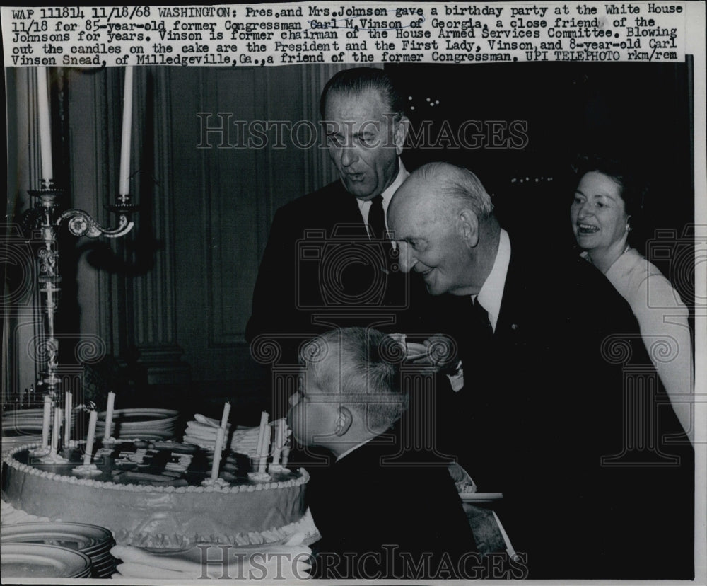 1968 Press Photo Pres & Mrs Johnson & Carl M Vinson - Historic Images