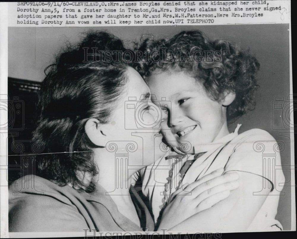 1960 Press Photo Mrs James Broyles denied kidnapped her child Dorothy Ann 5 - Historic Images