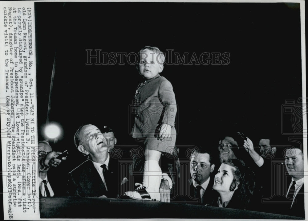 1968 Press Photo President Lyndon B. Johnson &amp; Grandson Lynn Nugent - Historic Images