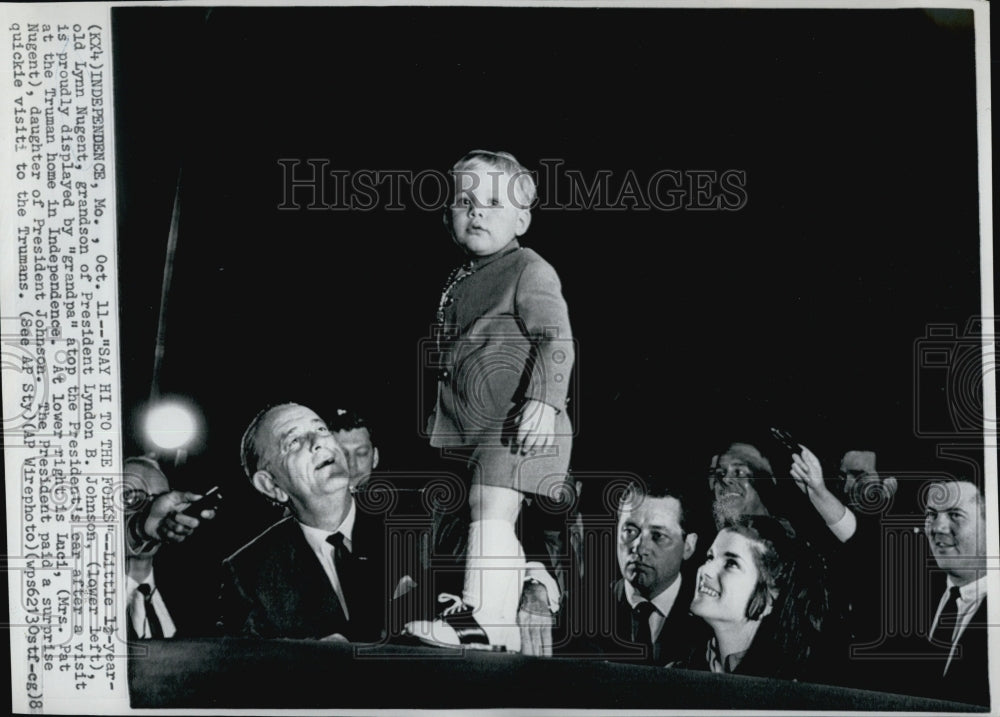 1968 Press Photo President Lyndon B. Johnson & Grandson Lynn Nugent - Historic Images