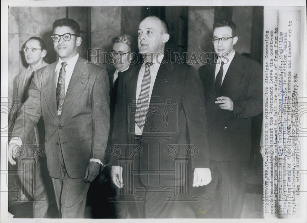 1954 Press Photo Mich. Communists N Ganley,T Dennis,W Allan,S Wellman,P Schantz - Historic Images