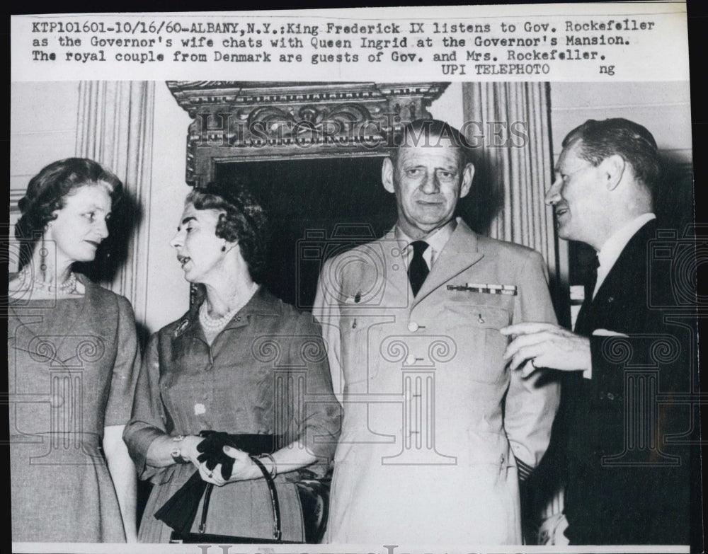 1960 King Frederick, Gov. Rockefeller and wife, and Queen Ingrid - Historic Images