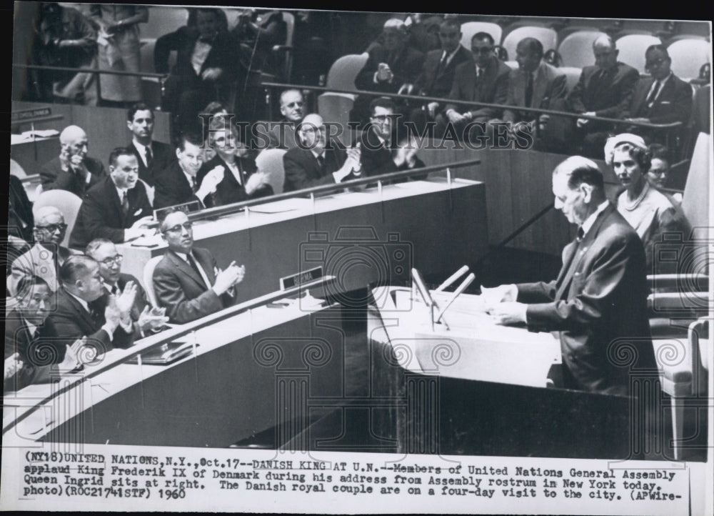 1960 Press Photo Danish King Fredrick At UN - Historic Images