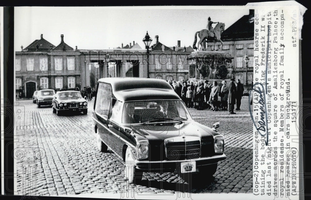 1972 Press Photo Royal Hearse Carries Body Of King Fredrick IX - Historic Images