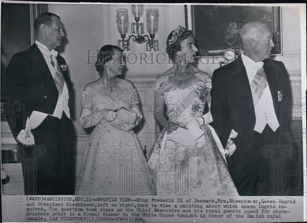 1960 Press Photo King Frederick of Denmark, Pres & Mrs Eisenhower,QueenIngrid - Historic Images