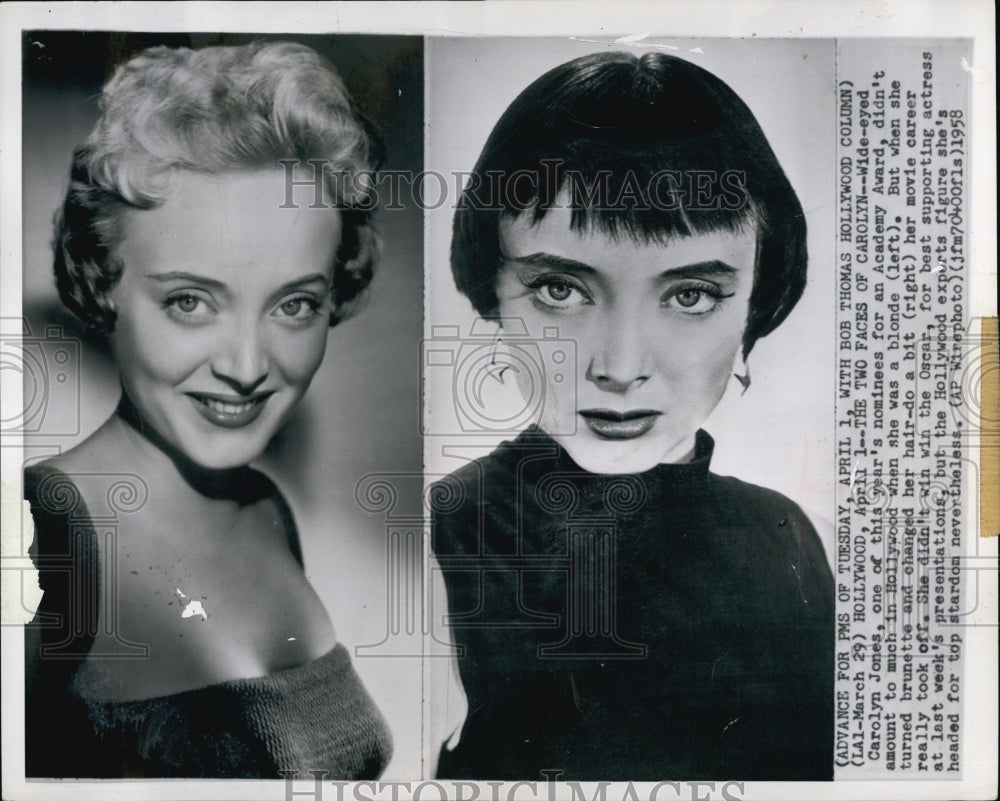 1958 Press Photo Actress Carolyn Jones - Historic Images