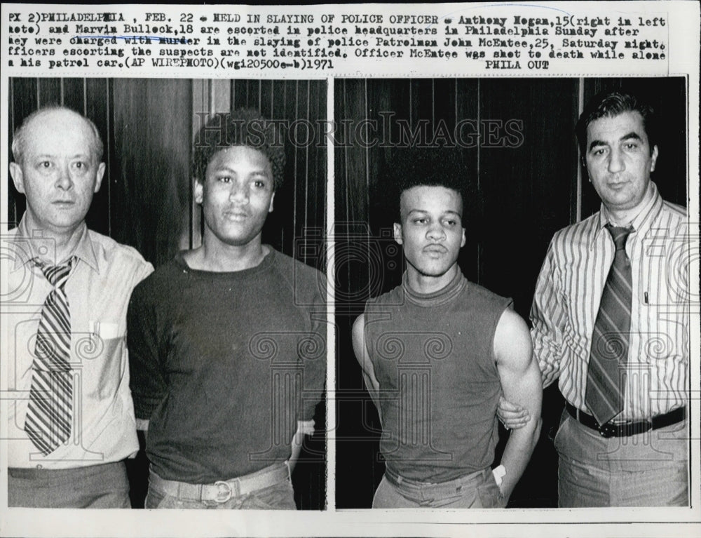 1971 Press Photo Anthony Negan &amp; Marvin Bullock in custody for cop killing - Historic Images