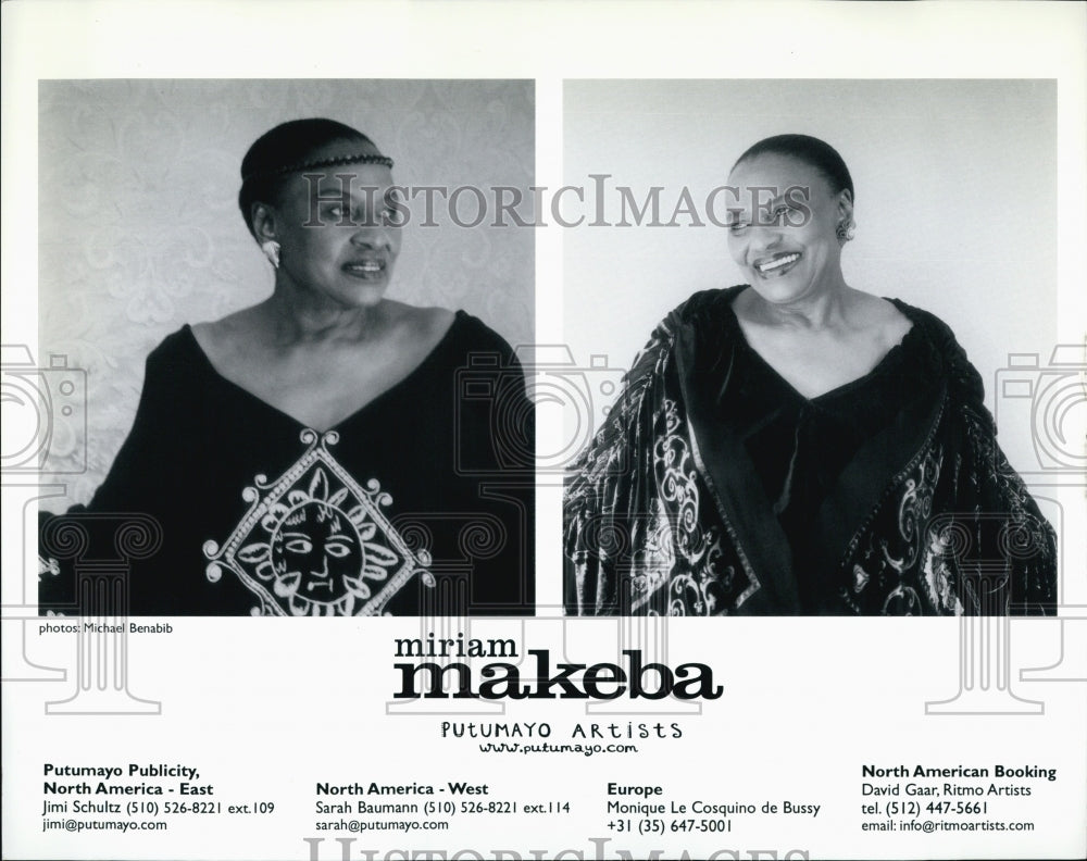 Press Photo Miriam Makeba of Putumayo Artists - Historic Images