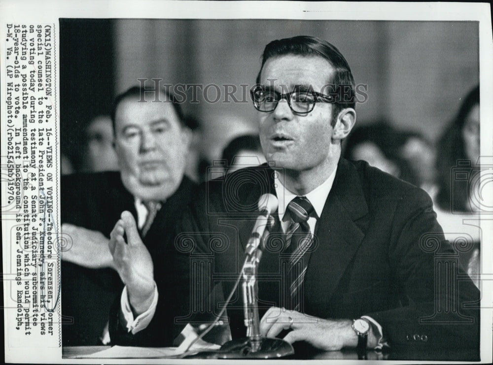 1970 Press Photo Theodore Sorensen, former special counsel to the late President - Historic Images