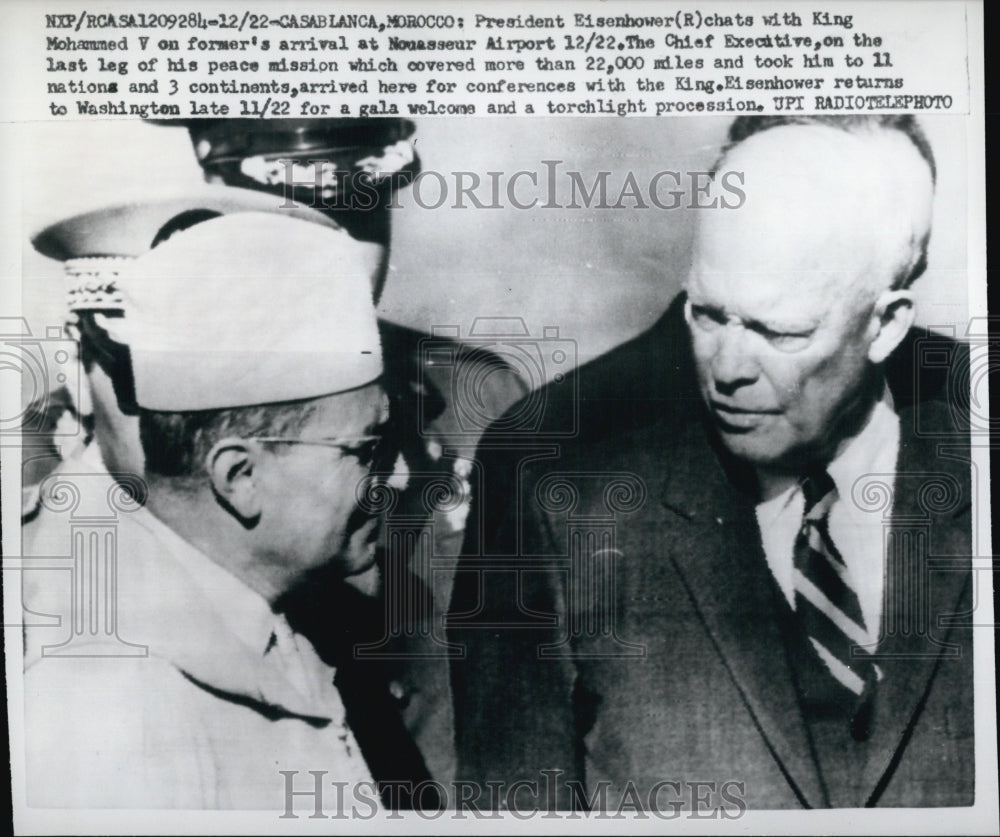 1959 Press Photo President Eisenhower chats with King Mohammed V - Historic Images