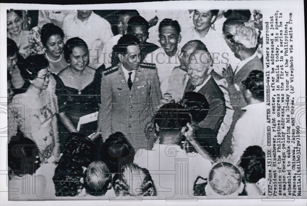 1960 Press Photo U.S Pres. Eisenhower after addressed on Philippines Congress. - Historic Images