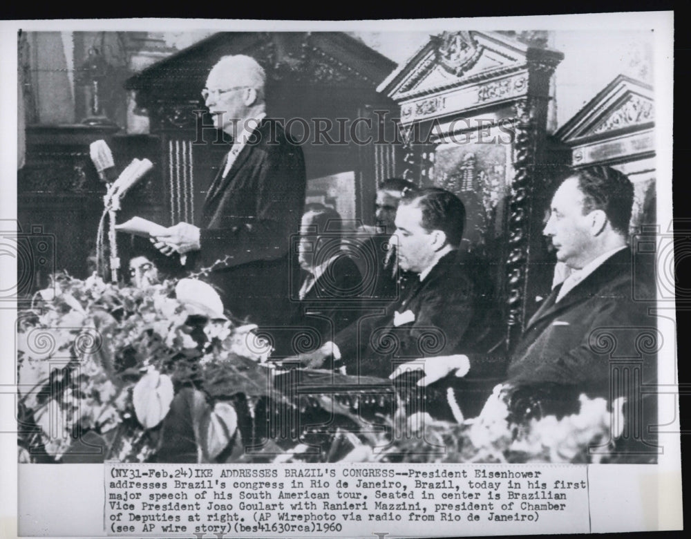 1960 President Dwight Eisenhower in Rio de Janeiro Brazil - Historic Images