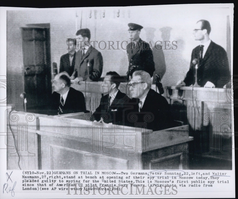 1961 Press Photo Two Germans, Peter Sonntag & Walter Naymann on Trial in Moscow - Historic Images