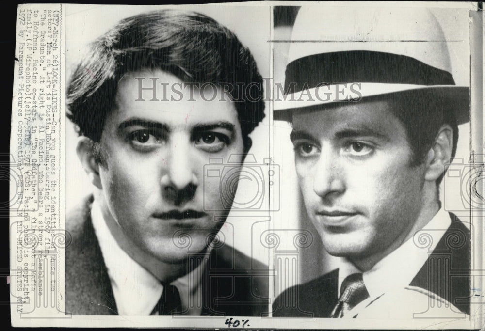 1972 Press Photo Dustin Hoffman (left) & Al Pacino (right) "Look Alike