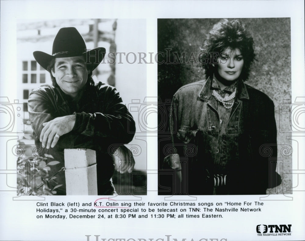 Press Photo Clint Black (left) &amp; KT Olson (right) on TNN&#39;s &quot;Home for the Holiday - Historic Images