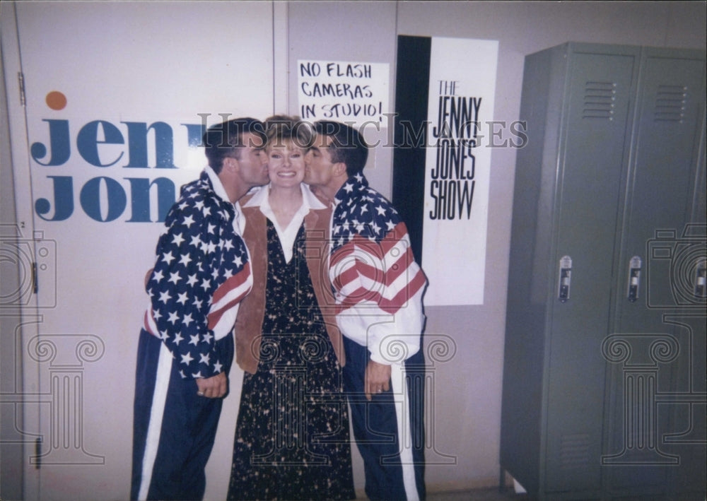 Press Photo The Jenny Jones Show Jenny Jones Barry Bruce Aleo Twins - Historic Images