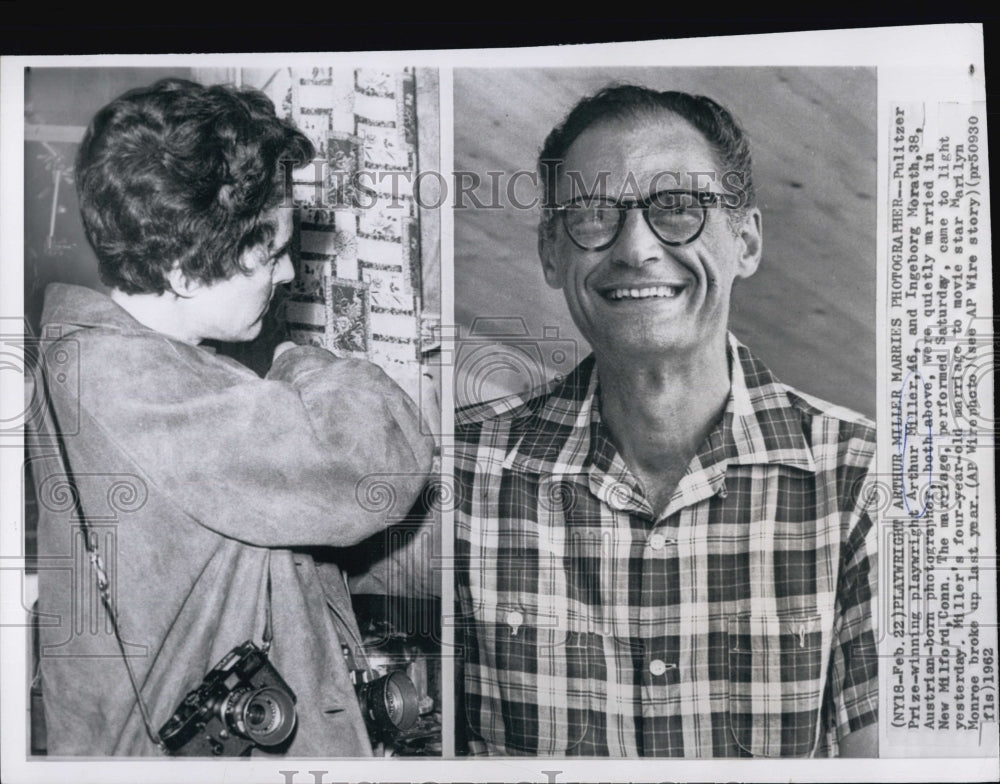 1962 Press Photo Playwright Arthur Miller and Ingeborn Morath - Historic Images