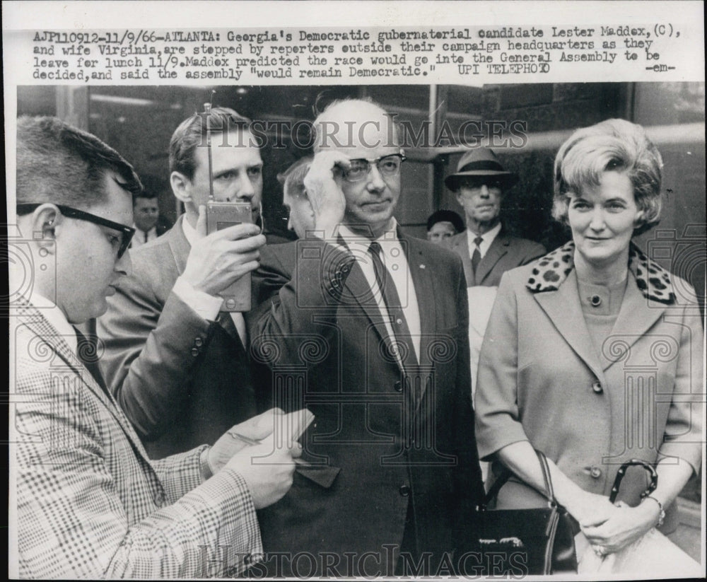 1966 Press Photo Ga Gov candidate Lester Maddox and wife - Historic Images