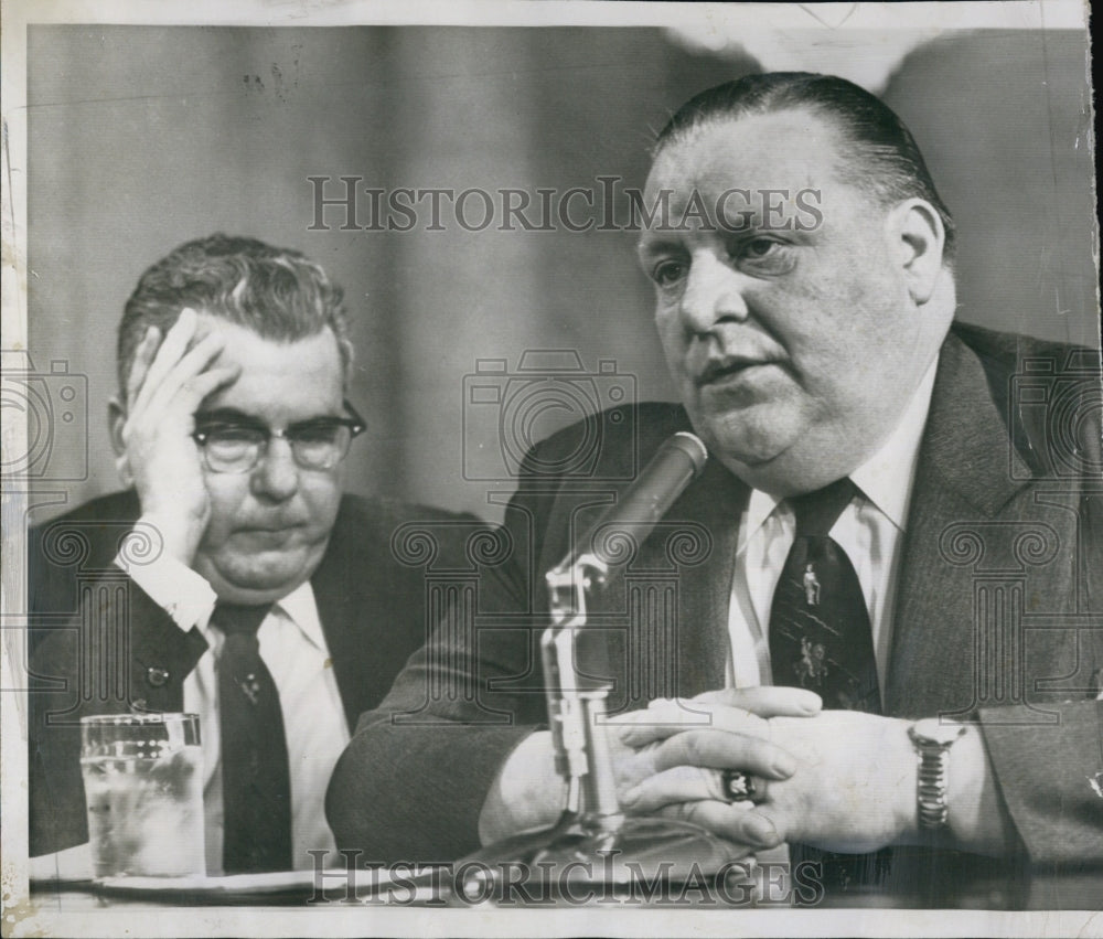 1957 Press Photo Frank Malloy,teamsters unio and tty C O&#39;Brien - Historic Images