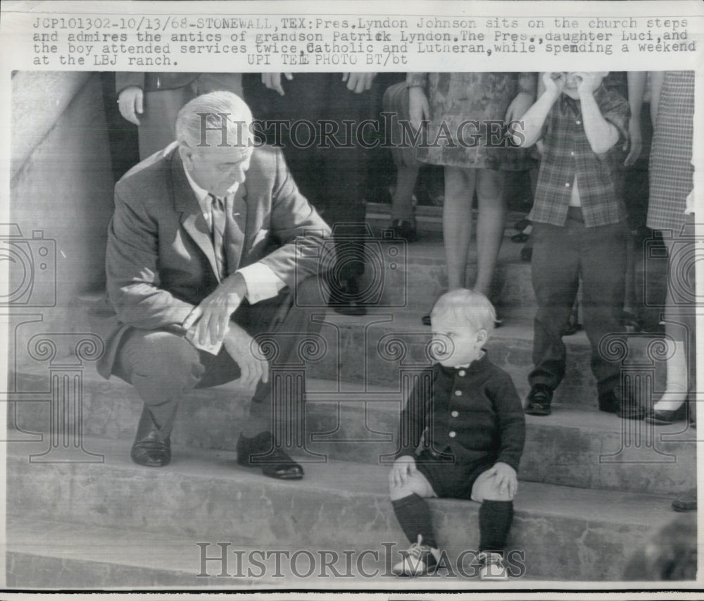 1968 Press Photo President Lyndon Johnson Grandson Patrick Lyndon - Historic Images