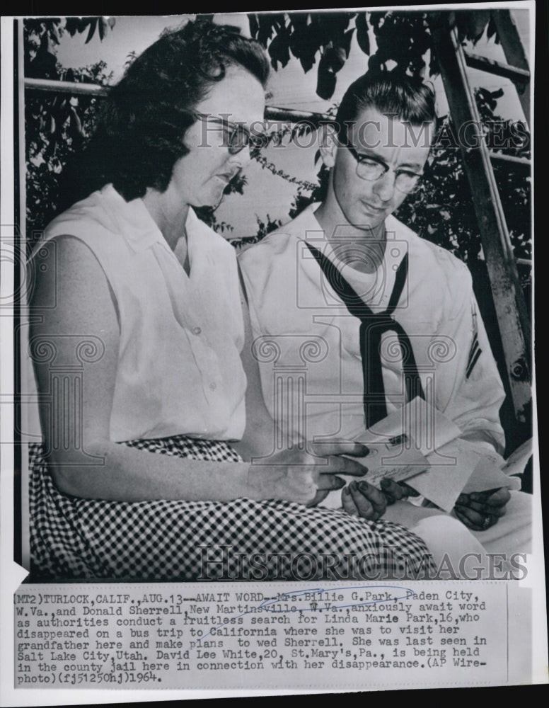 1964 Press Photo Linda Marie Park Disappearance Mrs Linda Park Donald Sherrell - Historic Images