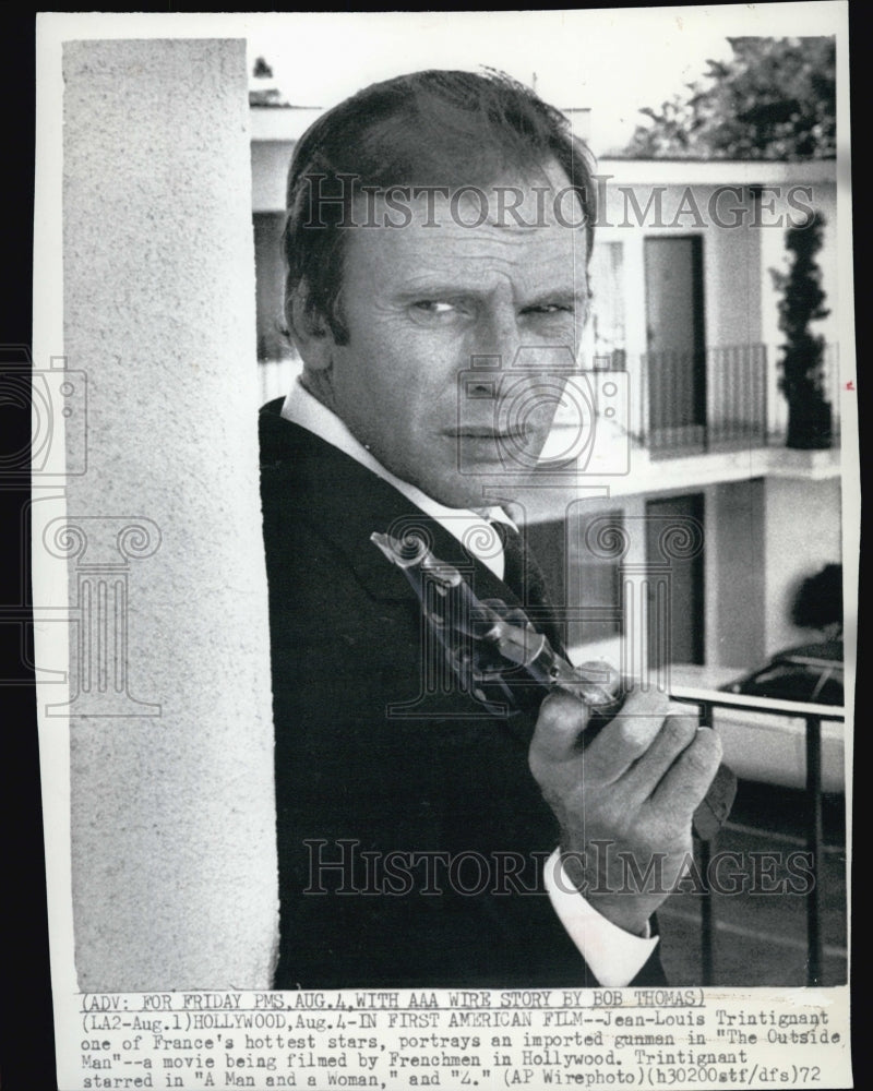 1972 Press Photo Jean Louis Trintignant Actor THE OUTSIDE MAN - Historic Images