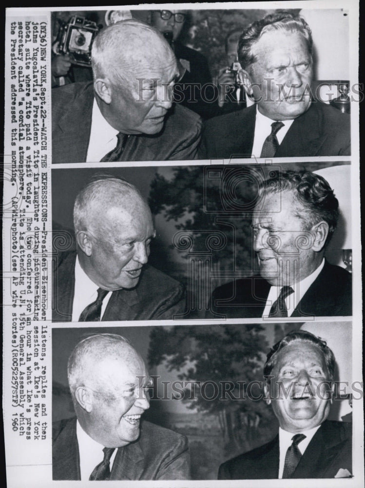 1960 Press Photo U.S. President Eisenhower with President Tito of Yugoslavia. - Historic Images