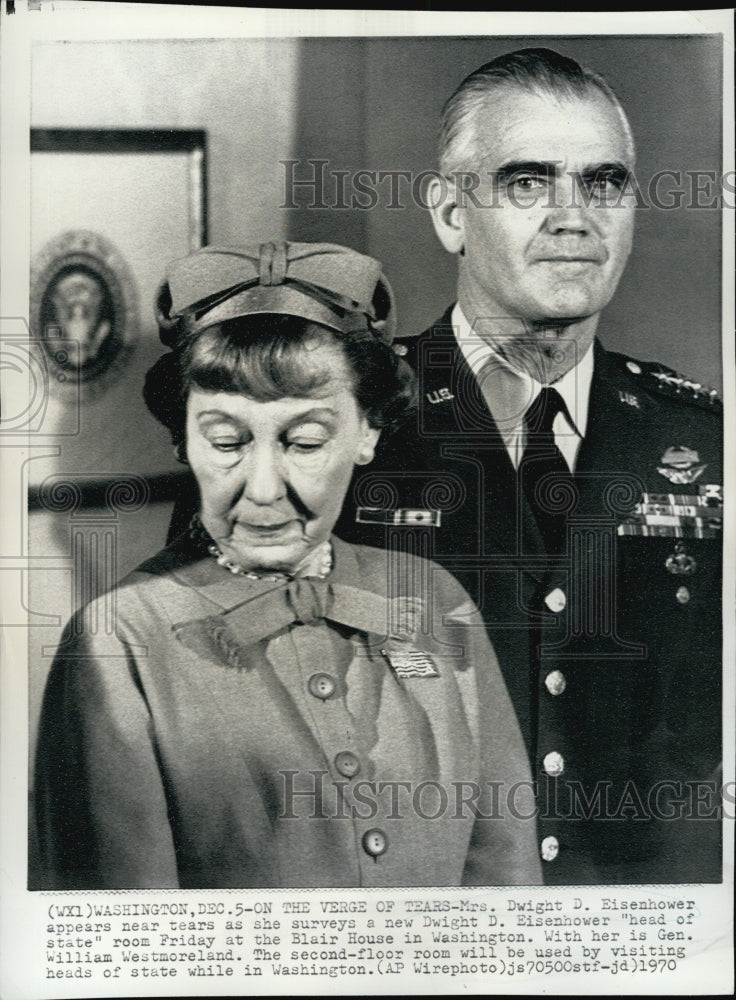 1970 Press Photo Mrs. Dwight D. Eisenhower and Gen. William Westmoreland - Historic Images