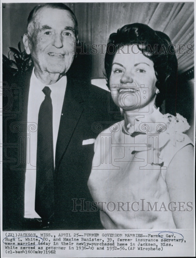 1962 Press Photo Ex Gov of Miss Hugh White and Maxine Banister - Historic Images