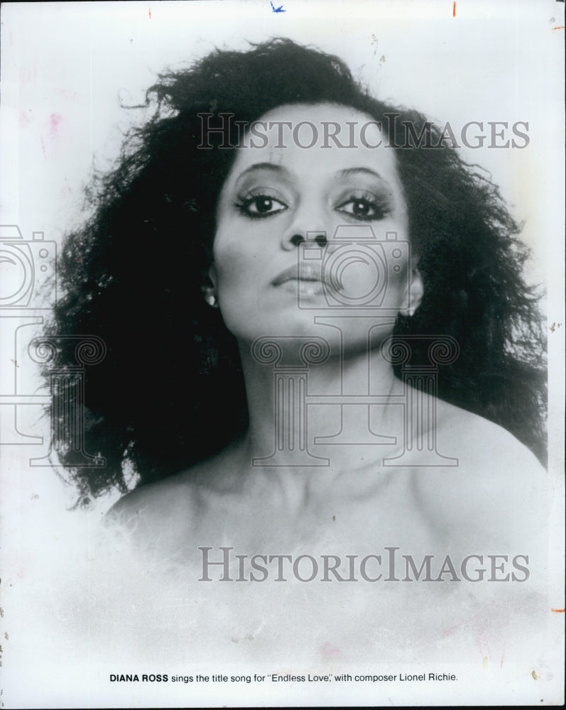 Press Photo Singer Diana Ross for &quot;Endless Love&quot; - Historic Images