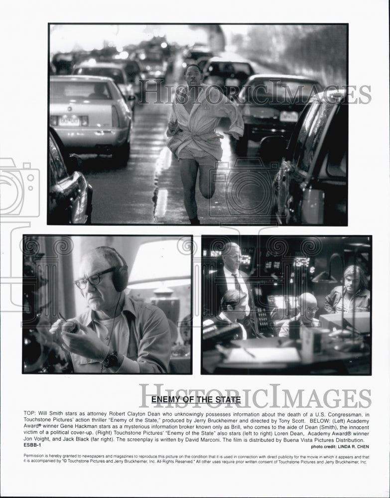 1998 Press Photo Will Smith in &quot;Enemy of the State&quot;gene Hackman a&amp; Loren Dean - Historic Images