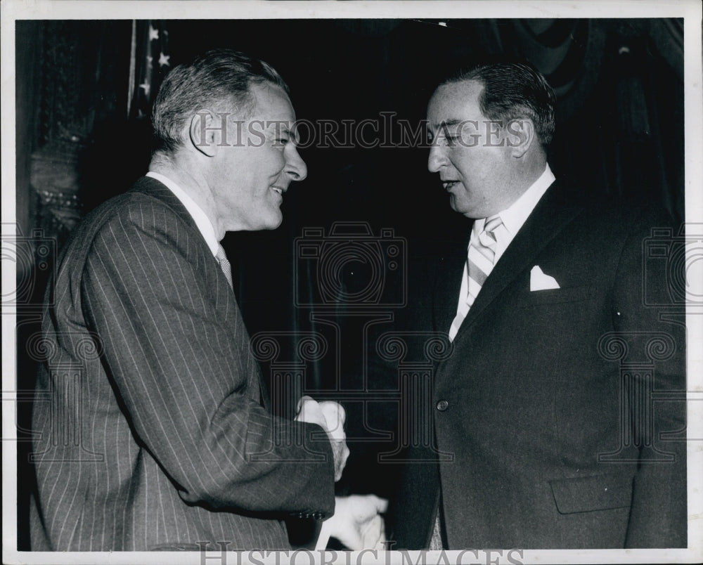 1961 Press Photo Henry Cabot Lodge Shown With Sen President John Powers - Historic Images