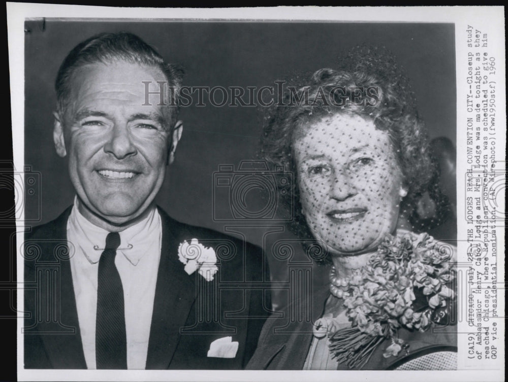 1960 Press Photo Ambassador Henry Cabot Lodge With His Wife - Historic Images