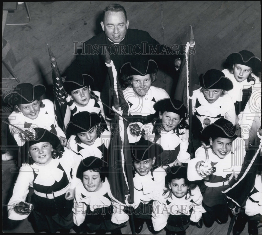 1966 Press Photo St Joseph&#39;s Color Guard with Father Samuel Lombard - Historic Images