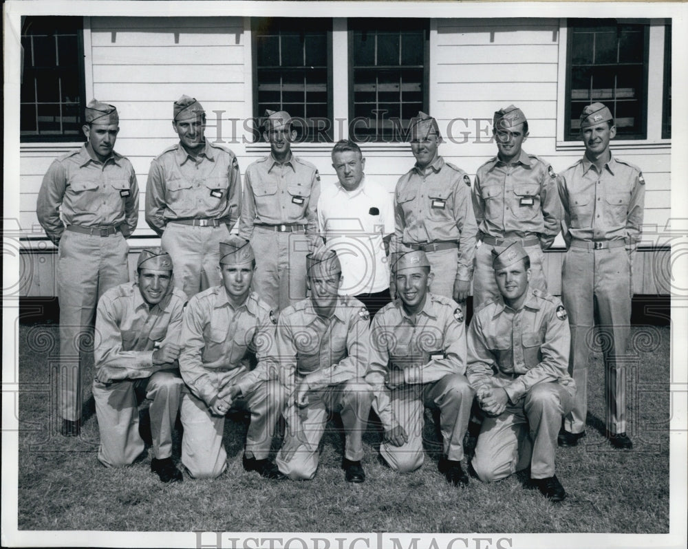 1952 Press Photo Rev Joseph Maxwell pres of BC with ROTC Graduates - Historic Images