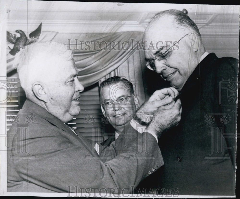 1955 Sec Defense Charles Wilson pins freedom medal H Struve Hensel - Historic Images