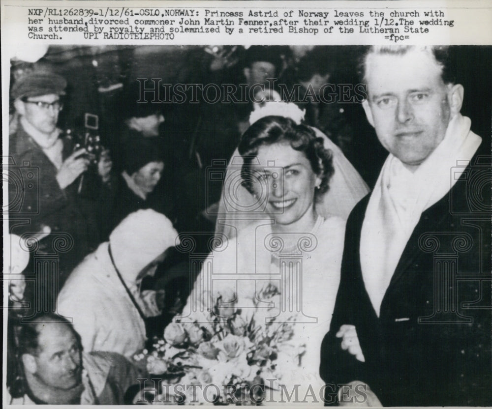 1961 Press Photo Princess Astrid of Norway Marries Commoner John Fenner - Historic Images